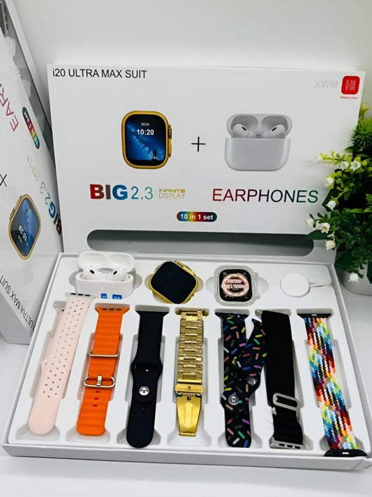 I20 Ultra Max Smart Watch | Premium Quality | 2.3 ” Big Display Screen | Airpods & 7 Straps In Box